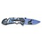 Collections Etc Foldable Blue Wolf Stainless Steel Collectible Knife
